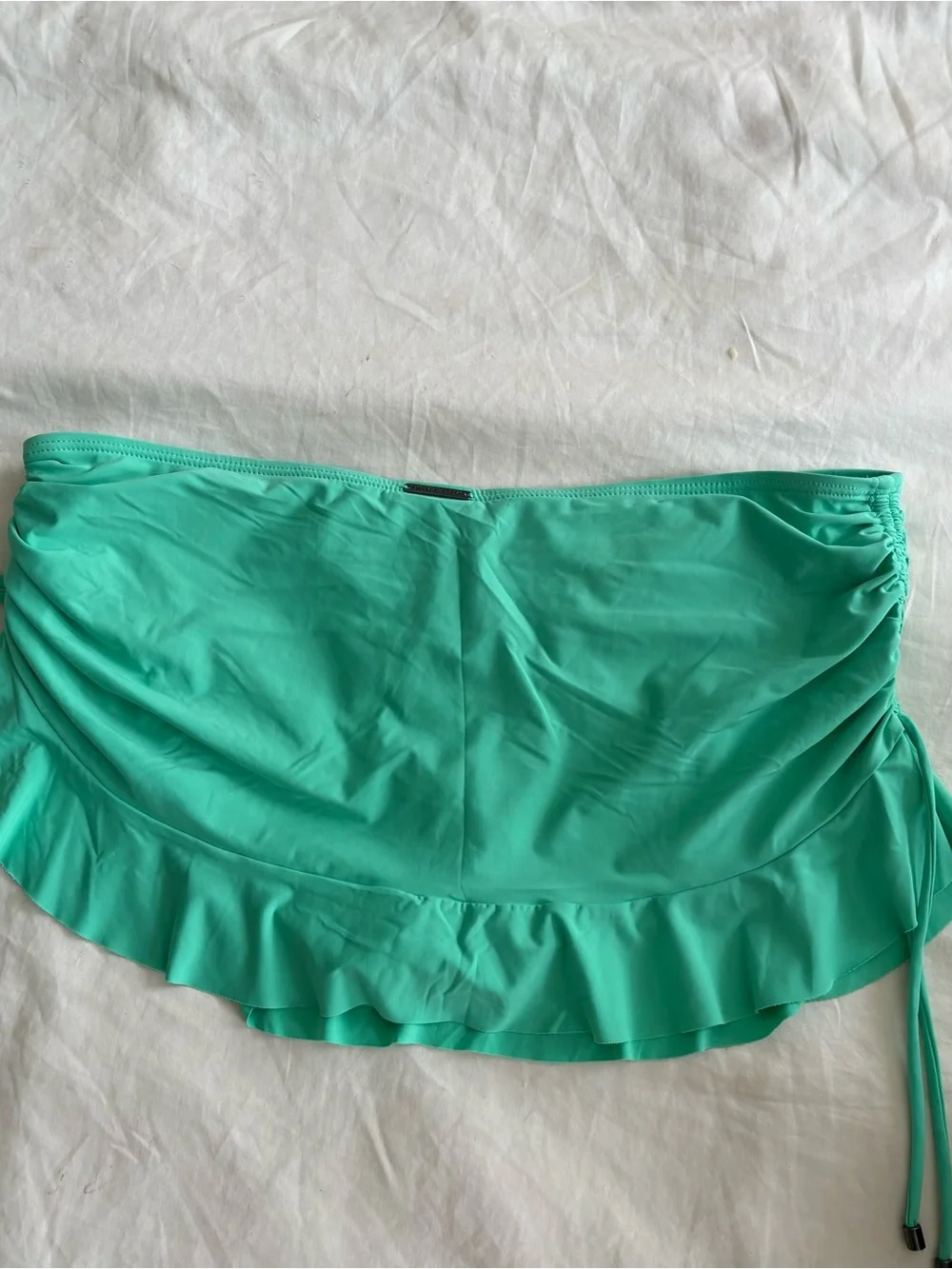 Strapless Ruffle Swim Cover-Up Skirt in Mint Green